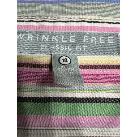 Foxcroft Shirt Button Up Wrinkle Free Long Sleeve Stripe 18 Classic Fit Casual - Picture 4 of 10